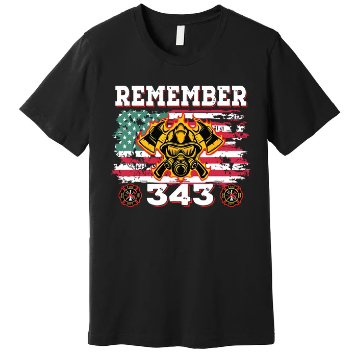 Remember Vintage Distressed Firefighter American Flag Premium T-Shirt