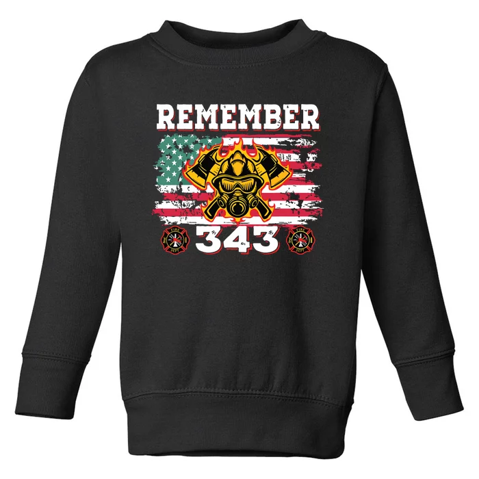 Remember Vintage Distressed Firefighter American Flag Toddler Sweatshirt