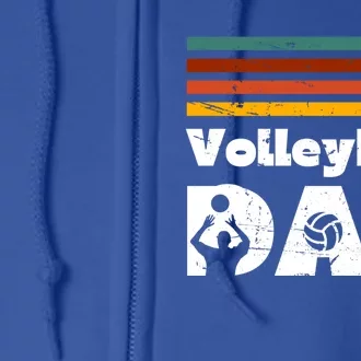 Retro Volleyball Dad Fathers Day Family Matching Player Funny Gift Full Zip Hoodie