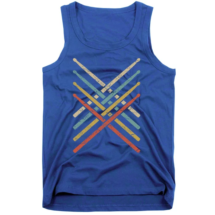 Retro Vintage Drummer 70s 80s Drum Sticks Gift Tank Top