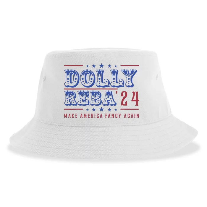 Retro Vintage Dolly And Reba 2024 Make America Fancy Again Sustainable Bucket Hat