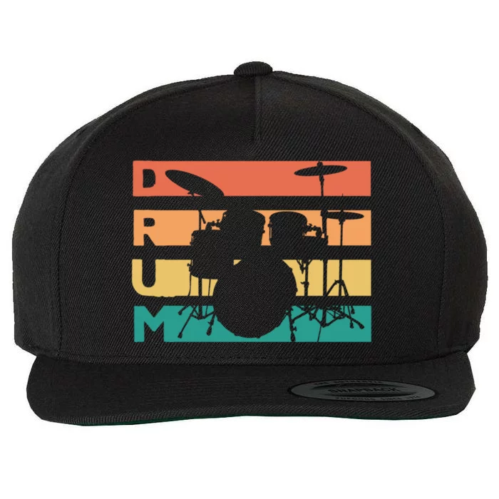 Retro Vintage Drumming Gift For Drummers Cute Gift Wool Snapback Cap