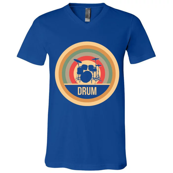 Retro Vintage Drums Gift For Drummers Gift V-Neck T-Shirt