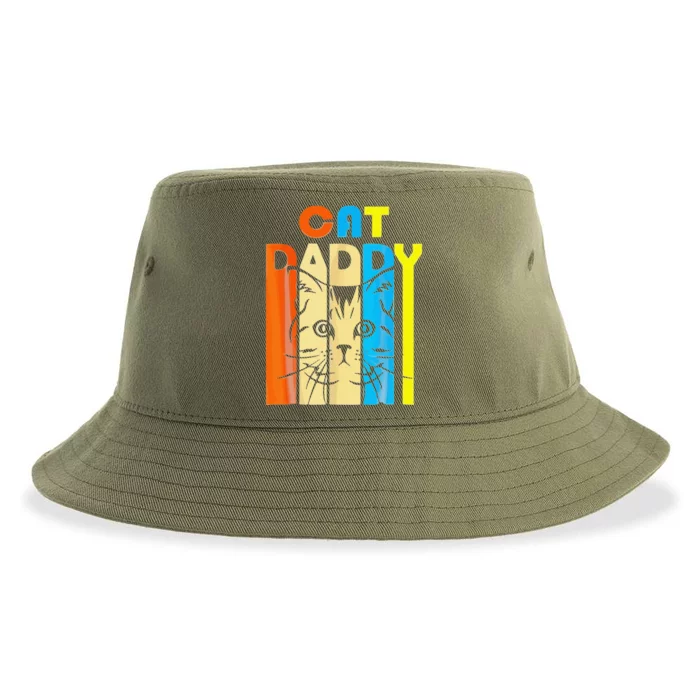 Retro Vintage Daddy CAT Fathers Day Gift Sustainable Bucket Hat