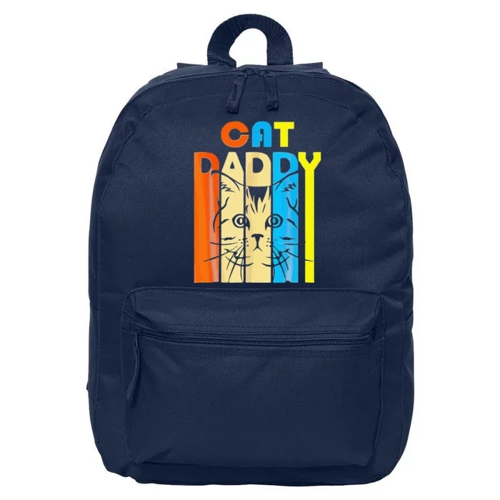 Retro Vintage Daddy CAT Fathers Day Gift 16 in Basic Backpack