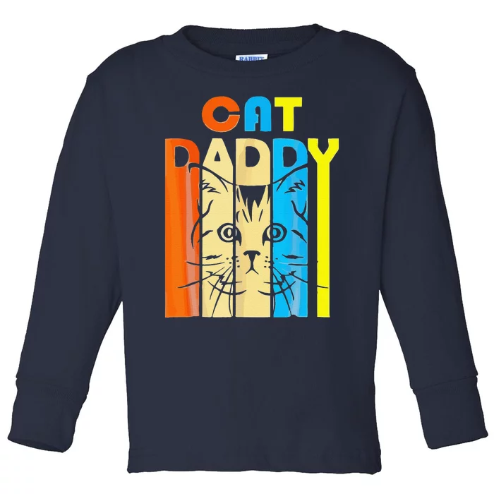 Retro Vintage Daddy CAT Fathers Day Gift Toddler Long Sleeve Shirt