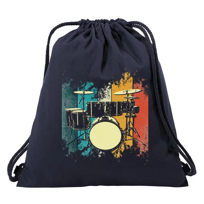 Retro Vintage Drum Set Drumset Drumming Funny Drummer Drawstring Bag