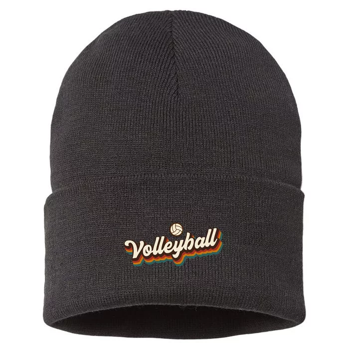 Retro Volleyball Design Volleyball Sustainable Knit Beanie