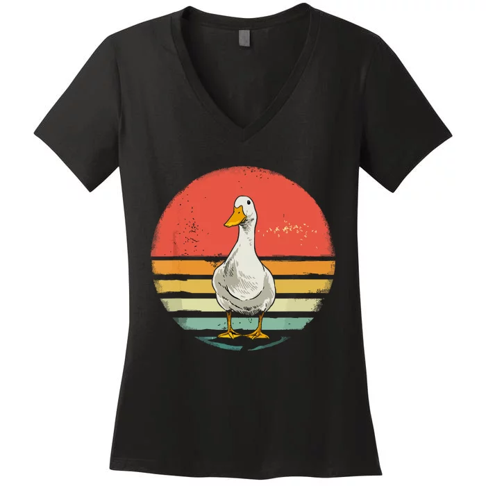 Retro Vintage Duck Women's V-Neck T-Shirt