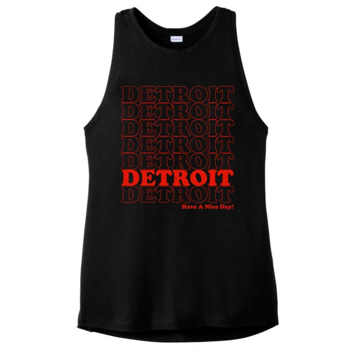 Retro Vintage Detroit Have A Nice Day Ladies Tri-Blend Wicking Tank