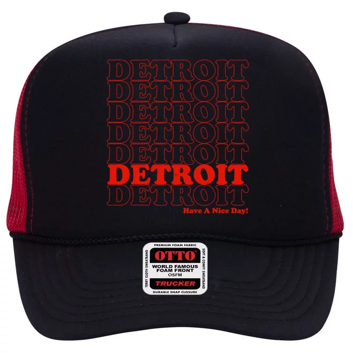 Retro Vintage Detroit Have A Nice Day High Crown Mesh Trucker Hat