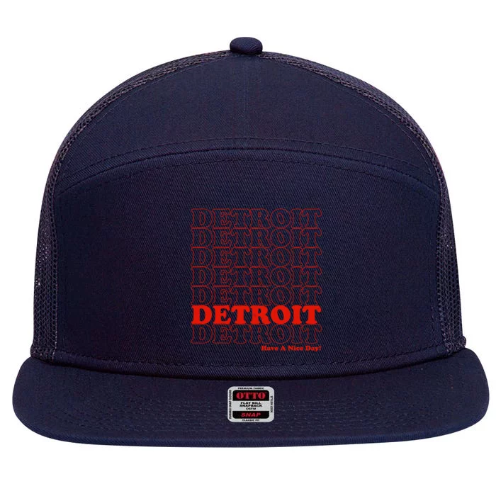 Retro Vintage Detroit Have A Nice Day 7 Panel Mesh Trucker Snapback Hat