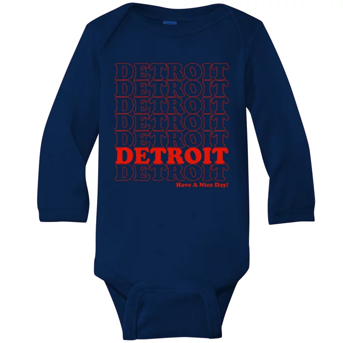 Retro Vintage Detroit Have A Nice Day Baby Long Sleeve Bodysuit