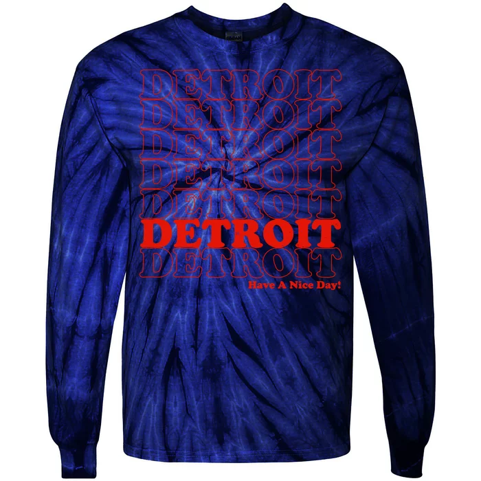 Retro Vintage Detroit Have A Nice Day Tie-Dye Long Sleeve Shirt