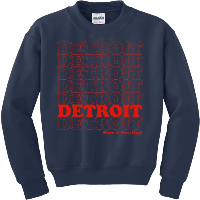 Retro Vintage Detroit Have A Nice Day Kids Sweatshirt