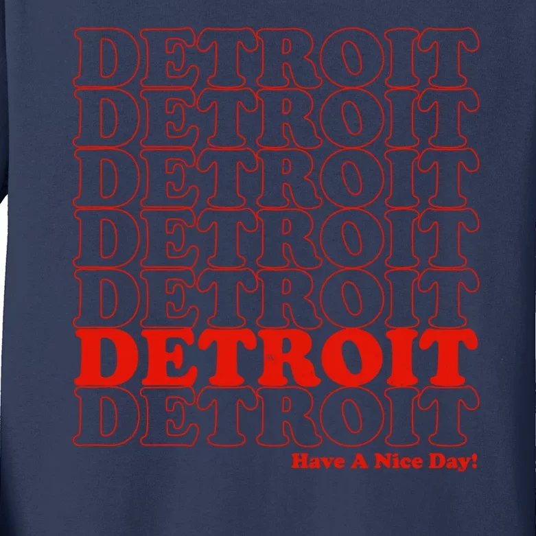 Retro Vintage Detroit Have A Nice Day Kids Long Sleeve Shirt