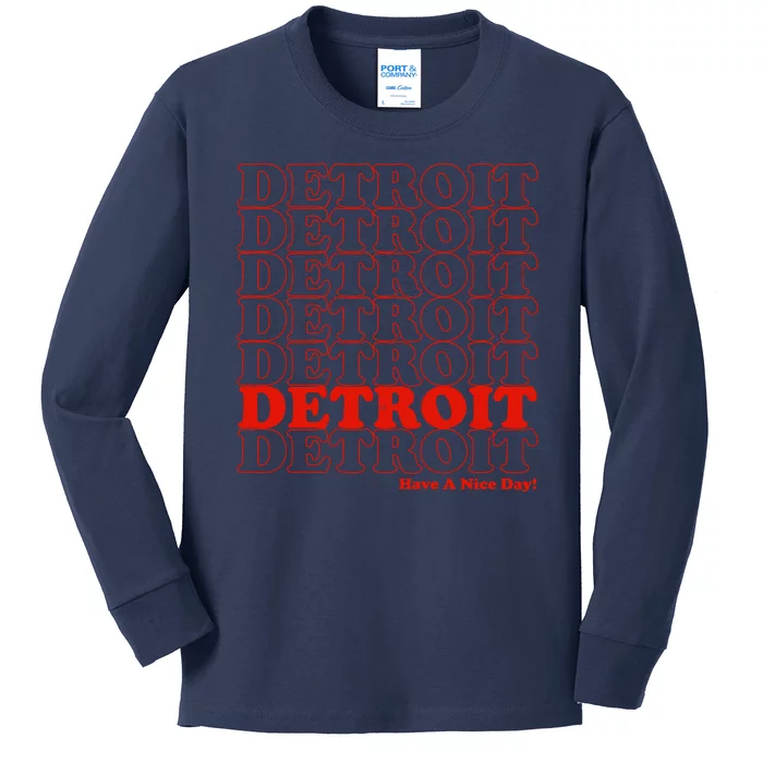 Retro Vintage Detroit Have A Nice Day Kids Long Sleeve Shirt