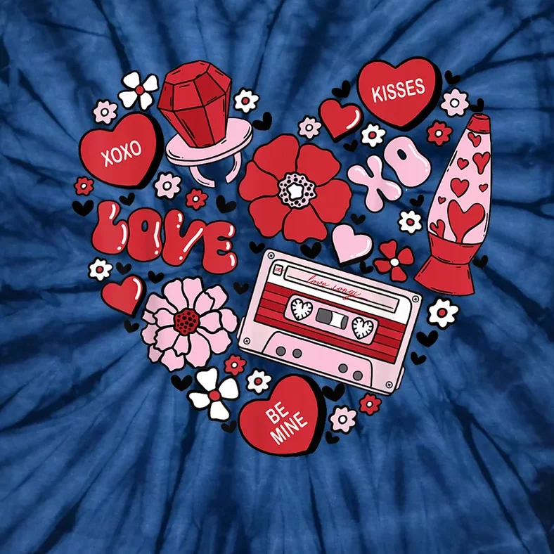 Retro Valentines Day Love Groovy Valentines Hearts Tie-Dye T-Shirt