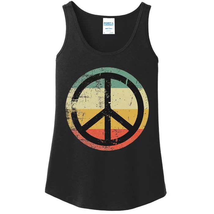 Retro Vintage Design Peace Sign Ladies Essential Tank