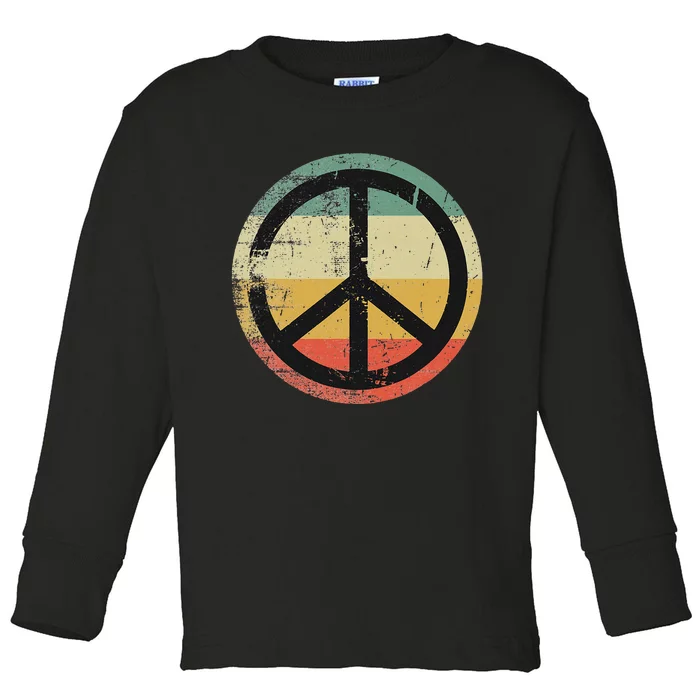 Retro Vintage Design Peace Sign Toddler Long Sleeve Shirt