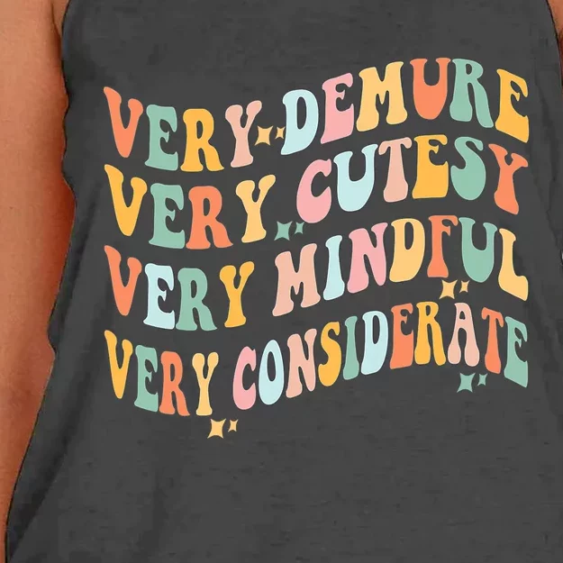 Retro Very Demure Very Cutesy Very Mindful Very Considerate Women's Knotted Racerback Tank