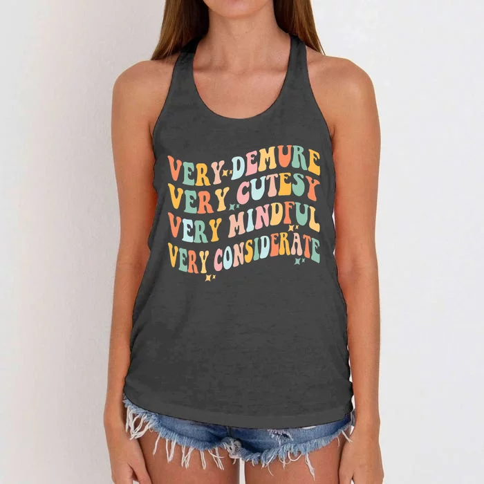 Retro Very Demure Very Cutesy Very Mindful Very Considerate Women's Knotted Racerback Tank