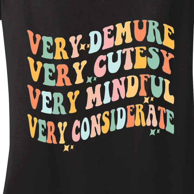 Retro Very Demure Very Cutesy Very Mindful Very Considerate Women's V-Neck T-Shirt