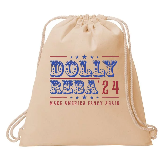 Retro Vintage Dolly And Reba 2024 Make America Fancy Again Drawstring Bag