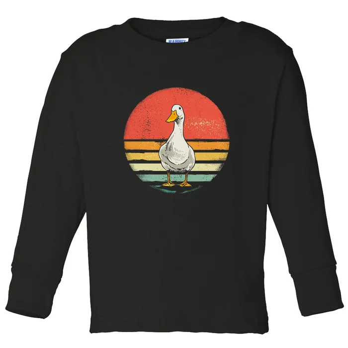 Retro Vintage Duck Gift Toddler Long Sleeve Shirt