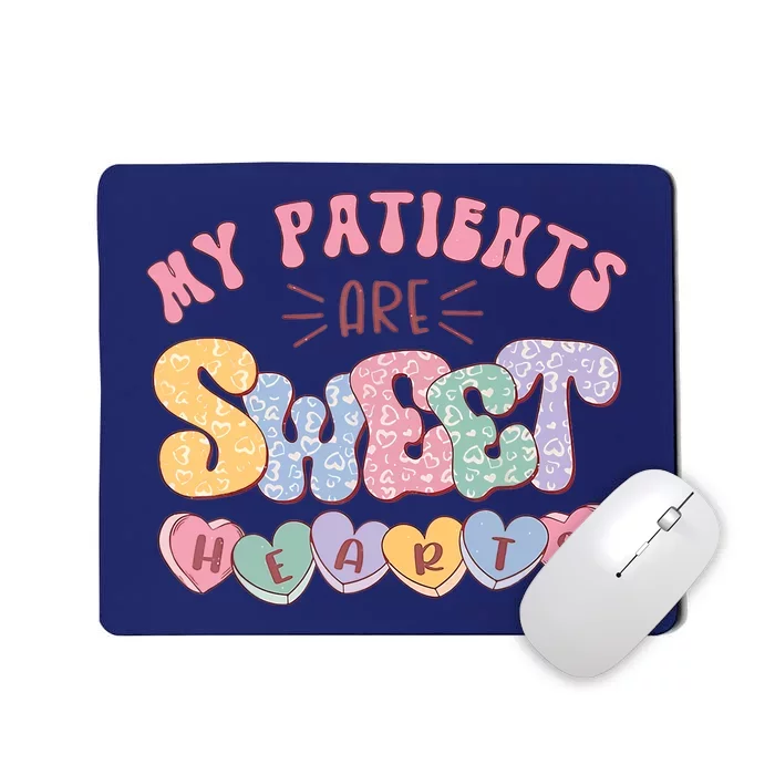 Retro Valentine's Day Nurse My Patients Are Sweet Hearts CNA Mousepad