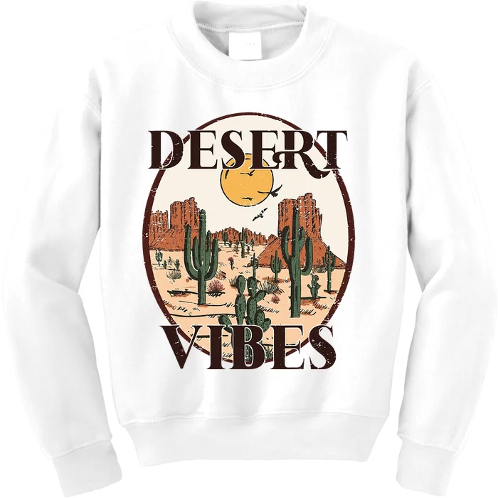 Retro Vintage Desert Vibes Cactus Lovers Kids Sweatshirt