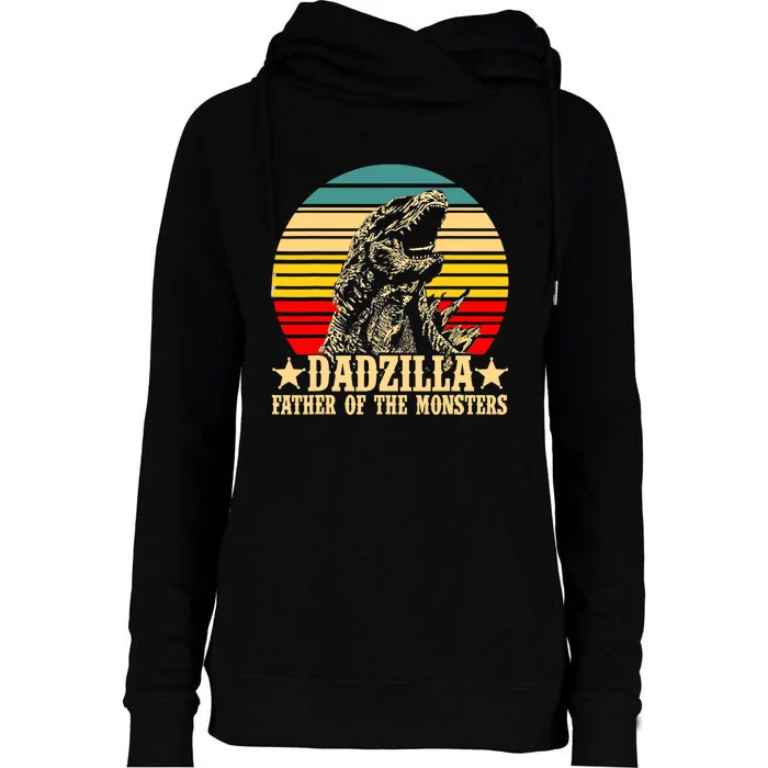 Retro Vintage Dadzilla Father Of The Monsters Womens Funnel Neck Pullover Hood