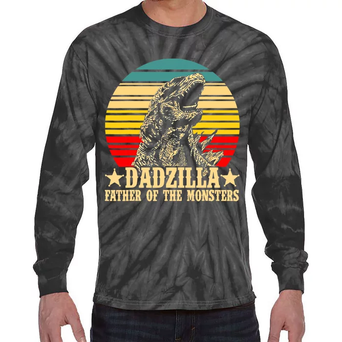 Retro Vintage Dadzilla Father Of The Monsters Tie-Dye Long Sleeve Shirt