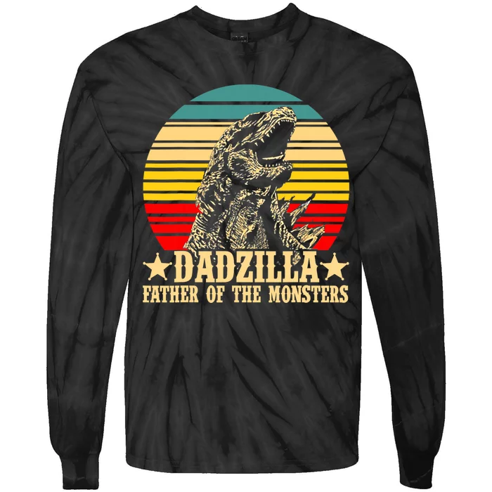 Retro Vintage Dadzilla Father Of The Monsters Tie-Dye Long Sleeve Shirt