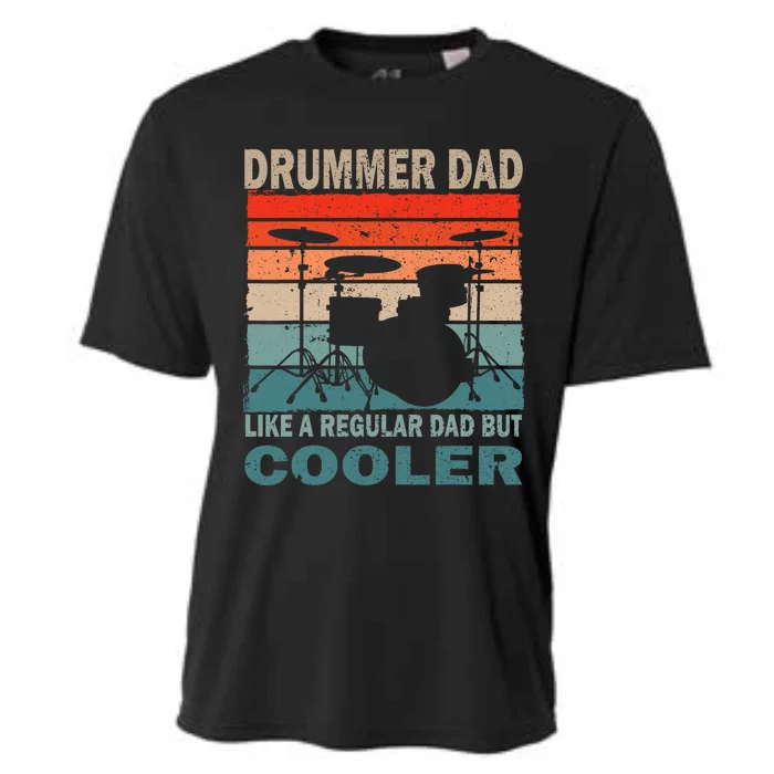 Retro Vintage Drummer Dad Music Lover & Fan FatherS Day Cooling Performance Crew T-Shirt