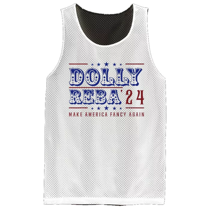 Retro Vintage Dolly And Reba 2024 Make America Fancy Again Mesh Reversible Basketball Jersey Tank