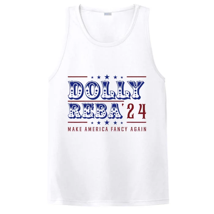 Retro Vintage Dolly And Reba 2024 Make America Fancy Again Performance Tank