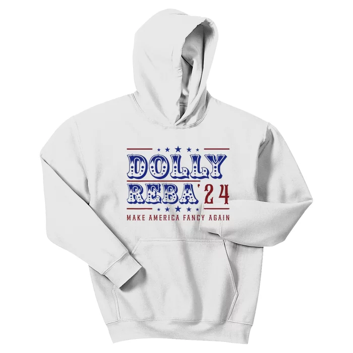 Retro Vintage Dolly And Reba 2024 Make America Fancy Again Kids Hoodie