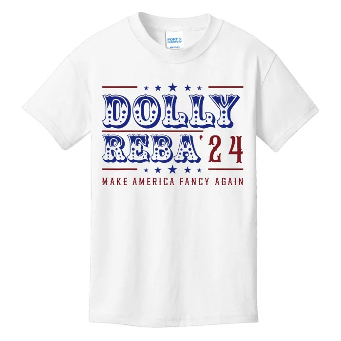 Retro Vintage Dolly And Reba 2024 Make America Fancy Again Kids T-Shirt