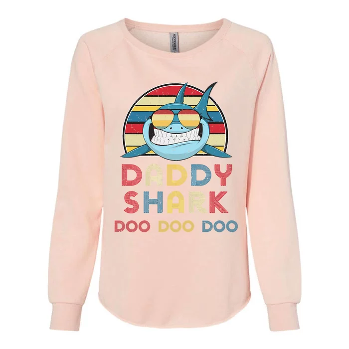 Retro Vintage Daddy Sharks  Gift For Father Womens California Wash Sweatshirt