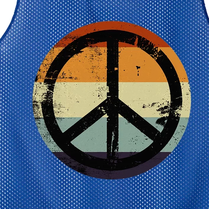 Retro Vintage Distressed Design Peace Sign Mesh Reversible Basketball Jersey Tank