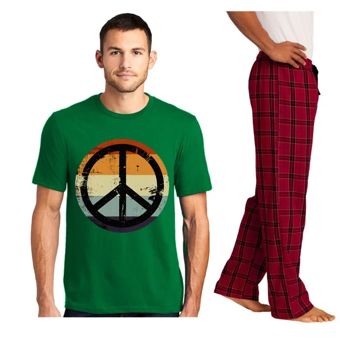 Retro Vintage Distressed Design Peace Sign Pajama Set