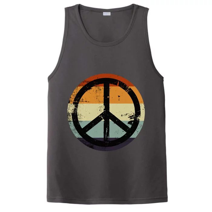 Retro Vintage Distressed Design Peace Sign Performance Tank