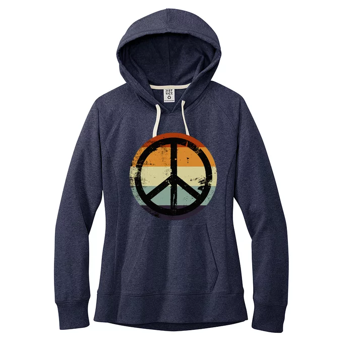 Retro Vintage Distressed Design Peace Sign Women's Fleece Hoodie