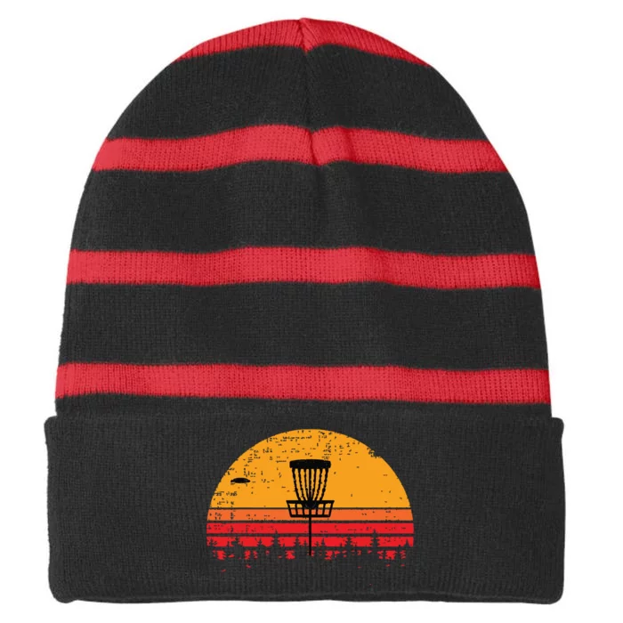 Retro Vintage Disc Golf Frolf Flying Disc Sport Striped Beanie with Solid Band