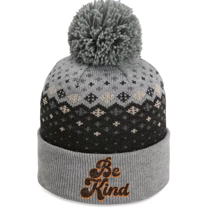 Retro Vintage Distressed Be Kind The Baniff Cuffed Pom Beanie