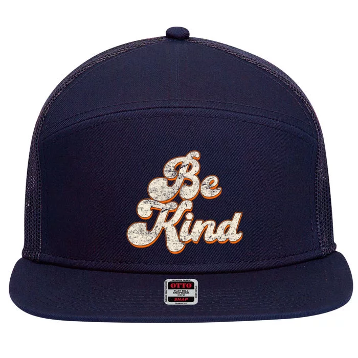 Retro Vintage Distressed Be Kind 7 Panel Mesh Trucker Snapback Hat