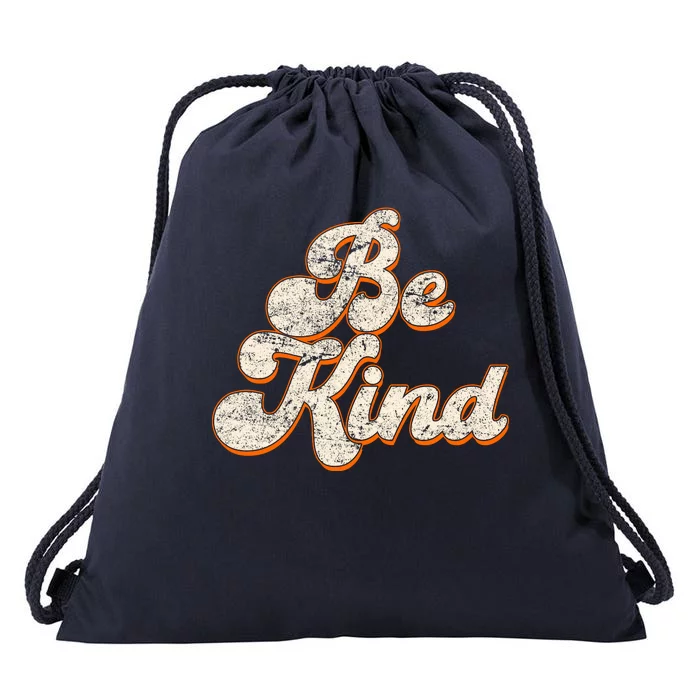 Retro Vintage Distressed Be Kind Drawstring Bag