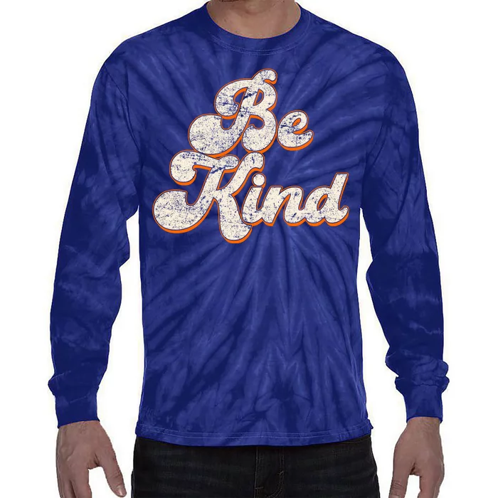 Retro Vintage Distressed Be Kind Tie-Dye Long Sleeve Shirt