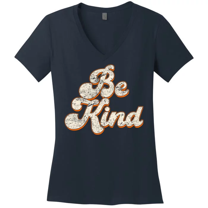 Retro Vintage Distressed Be Kind Women's V-Neck T-Shirt